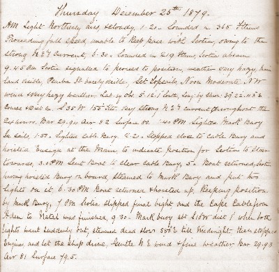 25 December 1879 journal entry